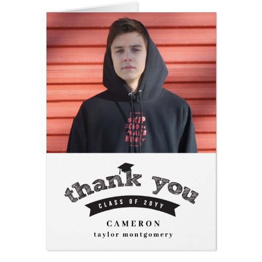 Modern Black Sketch Gradup Cap Foto Afstuderen (Voorkant)