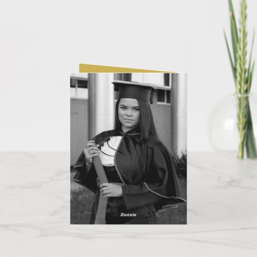 Modern Black Sketch Gradup Cap Foto Afstuderen Bedankkaart (Achterkant)