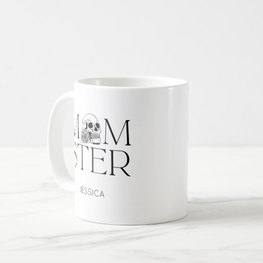 Modern Black Skull Scary Monster Halloween Mom Koffiemok (Voorkant links)