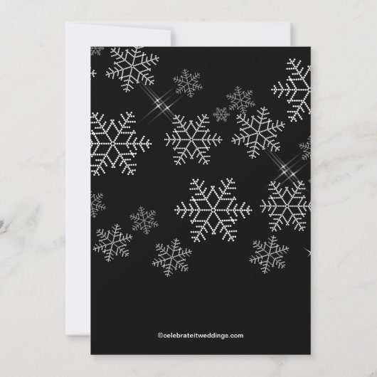 Modern Black Snowflake Bridal Shower Kaart (Achterkant)