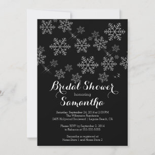 Modern Black Snowflake Bridal Shower Kaart