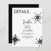 Modern Black Snowflake Weddenschap - Gegevens Kaart (Voorkant / Achterkant)