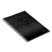Modern Black Sparkle Glitter met naam Notitieboek (Rechterzijde)