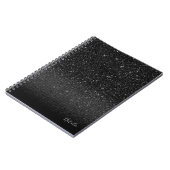 Modern Black Sparkle Glitter met naam Notitieboek (Linkerzijde)