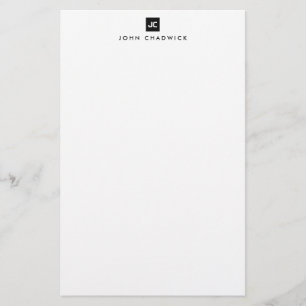 Modern Black Square Bold Two Monogram Minimalist Briefpapier