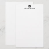 Modern Black Square Bold Two Monogram Minimalist Briefpapier (Voorkant / Achterkant)