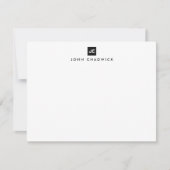 Modern Black Square Bold Two Monogram Professional Notitiekaartje (Voorkant)