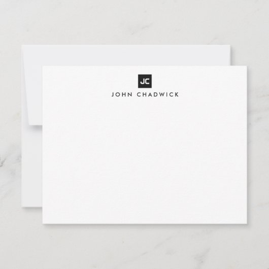 Modern Black Square Bold Two Monogram Professional Notitiekaartje (Voorkant)