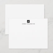 Modern Black Square Bold Two Monogram Professional Notitiekaartje (Voorkant / Achterkant)