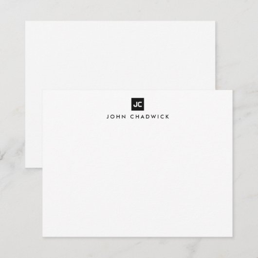 Modern Black Square Bold Two Monogram Professional Notitiekaartje (Voorkant / Achterkant)