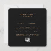 Modern Black Square Rond bruiloft QR Code RSVP (Voorkant)