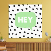 Modern Black Stippen en Green Bubble Speech with H Canvas Afdruk (Insitu (Woonkamer))
