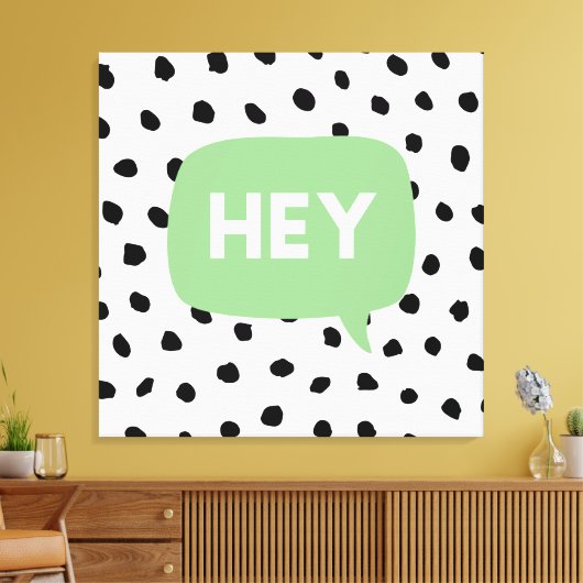 Modern Black Stippen en Green Bubble Speech with H Canvas Afdruk (Insitu (Woonkamer))