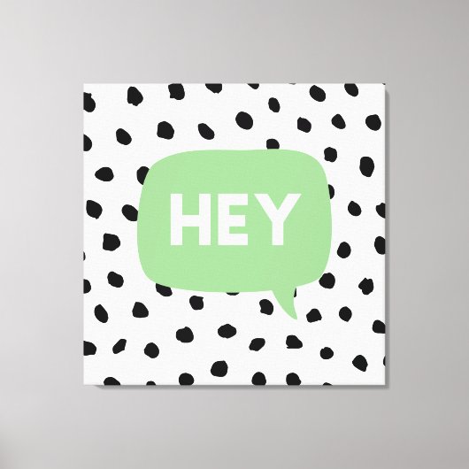 Modern Black Stippen en Green Bubble Speech with H Canvas Afdruk (Voorkant)