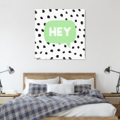Modern Black Stippen en Green Bubble Speech with H Canvas Afdruk (Insitu (Slaapkamer))