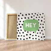 Modern Black Stippen en Green Bubble Speech with H Canvas Afdruk