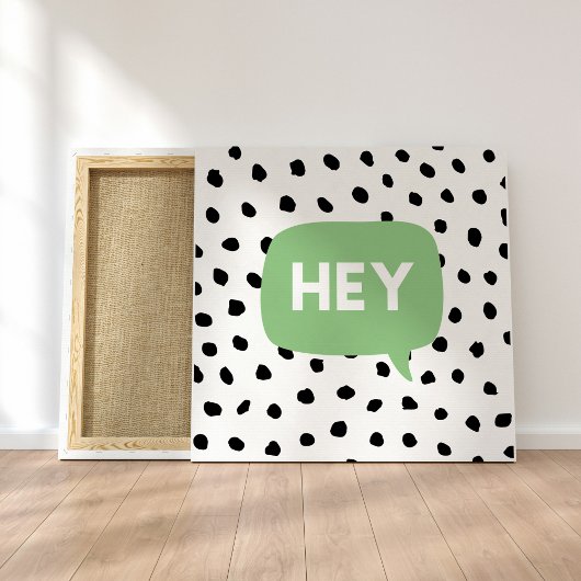Modern Black Stippen en Green Bubble Speech with H Canvas Afdruk