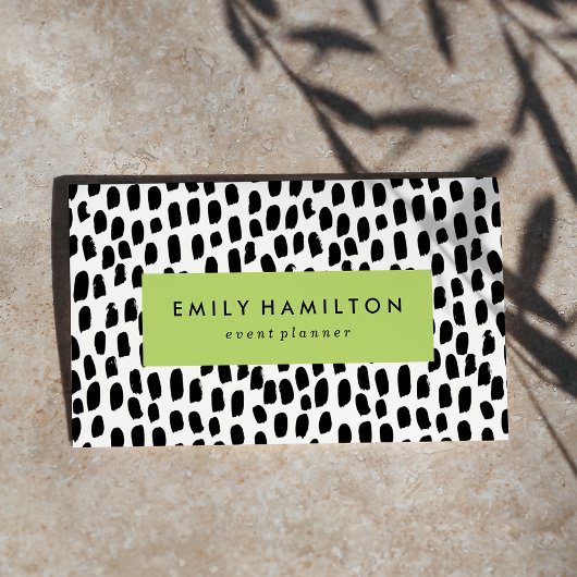 Modern Black Stippen Lime Green Visitekaartje