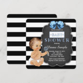Modern Black Stripe Boys Krijtbord Baby shower Kaart (Voorkant / Achterkant)