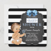 Modern Black Stripe Boys Krijtbord Baby shower Kaart (Voorkant)