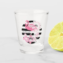 Modern Black Stripe Pink Flamingo