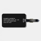 Modern Black Stripes FAUX Blue Glitz en naam Bagagelabel (Achterkant horizontaal)