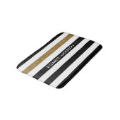 Modern Black Stripes FAUX Gold Glitz en naam Badmat (Gekanteld)