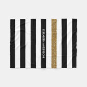 Modern Black Stripes FAUX Gold Glitz en naam Fleece Deken (Voorkant (Horizontaal))