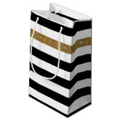 Modern Black Stripes FAUX Gold Glitz en naam Klein Cadeauzakje (Achterkant Gekanteld)