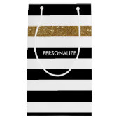 Modern Black Stripes FAUX Gold Glitz en naam Klein Cadeauzakje (Voorkant)