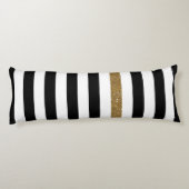 Modern Black Stripes FAUX Gold Glitz en naam Lichaamskussen (Achterkant)