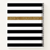 Modern Black Stripes FAUX Gold Glitz en naam Notitieboek (Achterkant)
