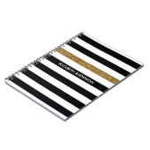 Modern Black Stripes FAUX Gold Glitz en naam Notitieboek (Linkerzijde)