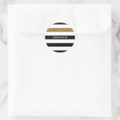 Modern Black Stripes FAUX Gold Glitz en naam Ronde Sticker (Tas)
