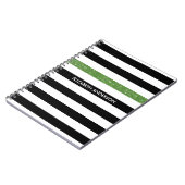 Modern Black Stripes FAUX Green Glitz en naam Notitieboek (Linkerzijde)