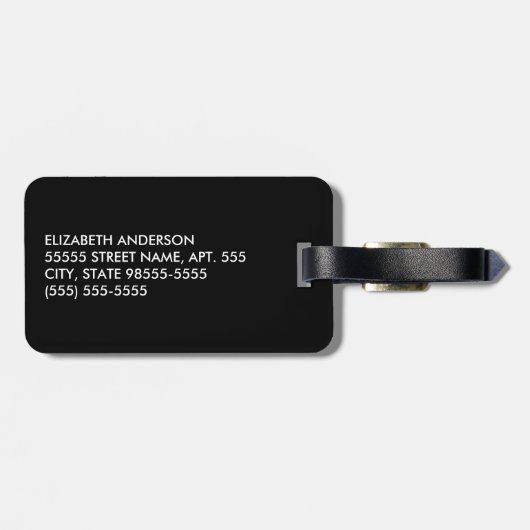 Modern Black Stripes FAUX Red Glitz en naam Bagagelabel (Achterkant horizontaal)