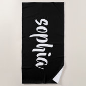 Modern Black Summer Pool Monogrammed Name Strandlaken (Voorkant)
