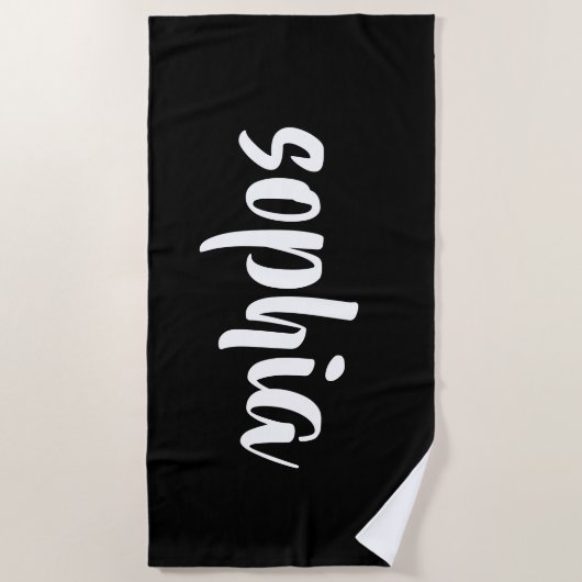 Modern Black Summer Pool Monogrammed Name Strandlaken (Voorkant)