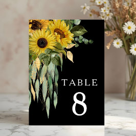 Modern Black Sunflower Wedding Kaart