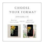 Modern Black Sunflower Wedding Kaart