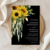 Modern Black Sunflower Wedding Kaart