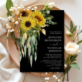 Modern Black Sunflower Wedding Kaart