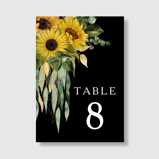 Modern Black Sunflower Wedding Kaart