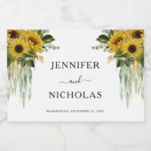 Modern Black Sunflower Wedding Sparkling Wijnetiket (Enkel label)