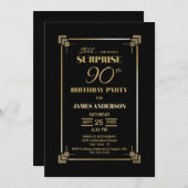 Modern Black Surprise 90ste verjaardagsfeestje Kaart (Voorkant / Achterkant)