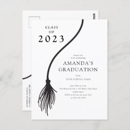 Modern Black Tassel Graduation Party Briefkaart