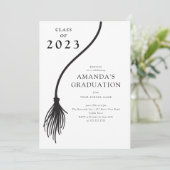 Modern Black Tassel Graduation Party Invitation Kaart (Staand voorkant)