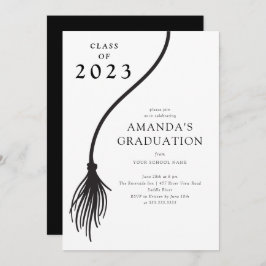 Modern Black Tassel Graduation Party Invitation Kaart
