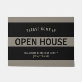 Modern Black Taupe Real Estate Open House Doormat Deurmat
