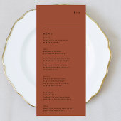 Modern Black Terracotta Stripe Monogram Weddenscha Menu